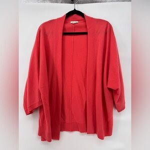 Garnet Hill Women's Cardigan in Coral Red